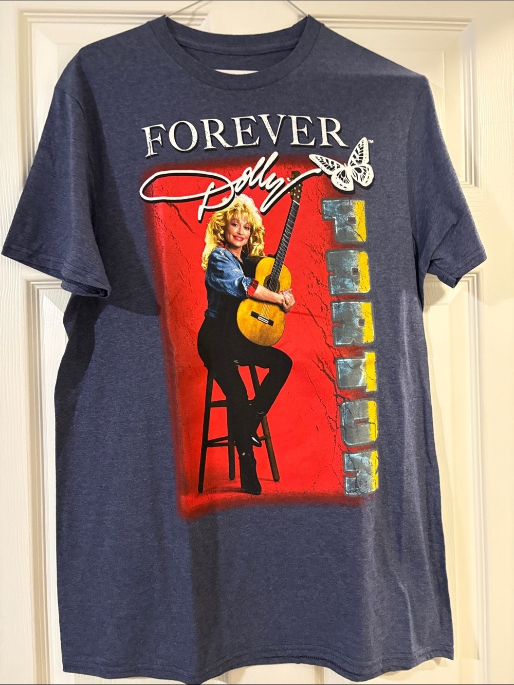 Forever Dolly Graphic Tee - Blue with Red and Yellow Accents